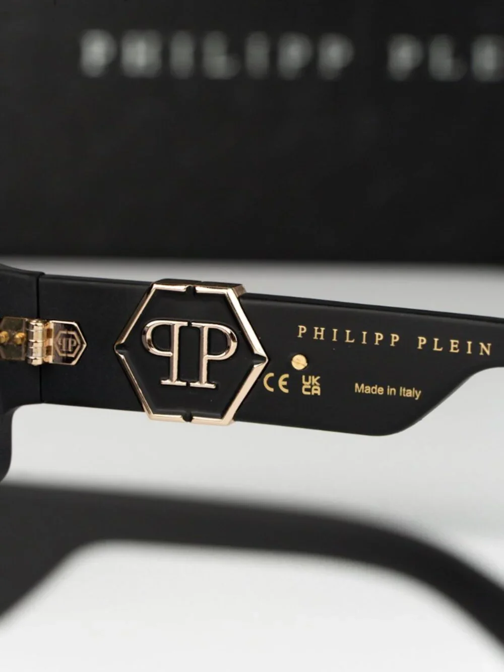 Philipp Plein Men Sunglasses Black Gold Mirror Rectangle SPP003M 703L BRAND NEW